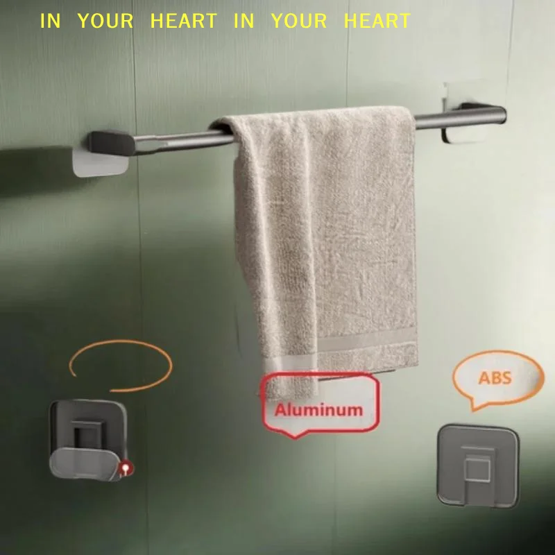 【X】Wall-Mounted Towel Shelf Two Layer Punch-Free Towels Holder Bar Bathroom Storage Rack Towel Rack Organizer