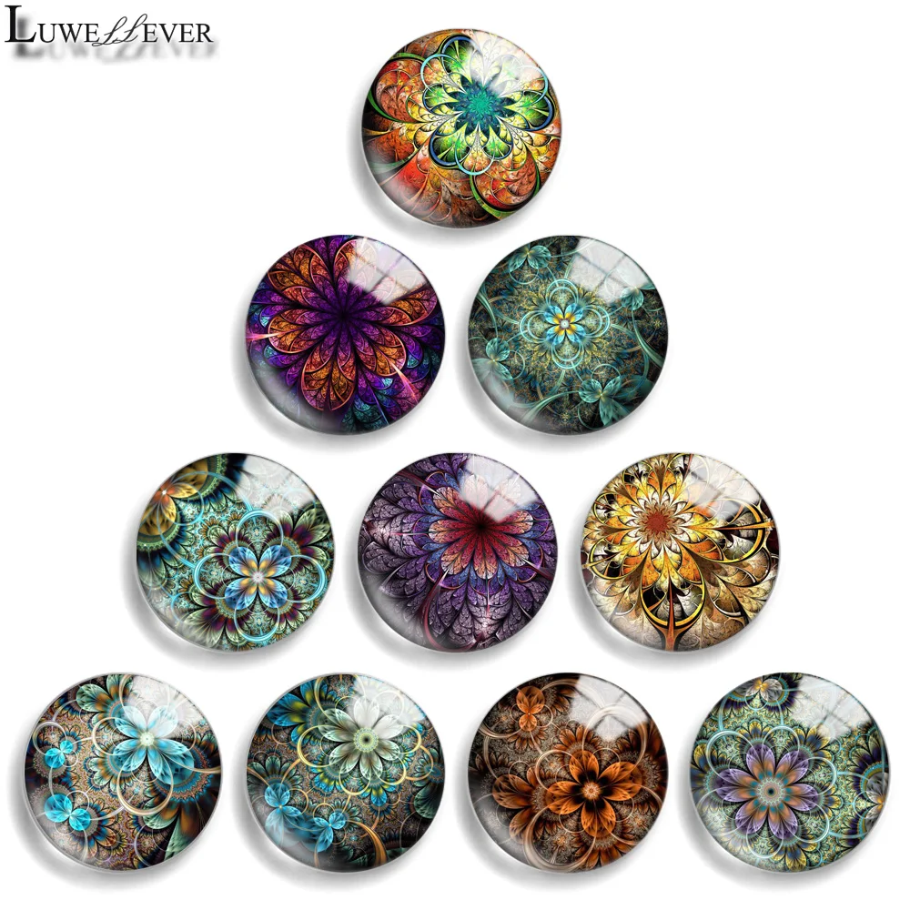 

12mm 10mm 20mm 25mm 30mm 40mm 859 Flower Mix Round Glass Cabochon Jewelry Finding 18mm Snap Button Charm Bracelet