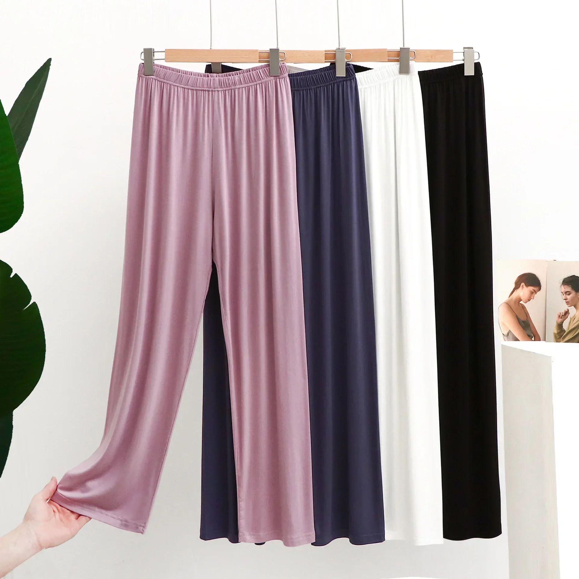 Pants Thin Homewear Mosquito Proof Long Pants Soft Smooth Draping Relaxed Casual Home Sleepwear Women Pants