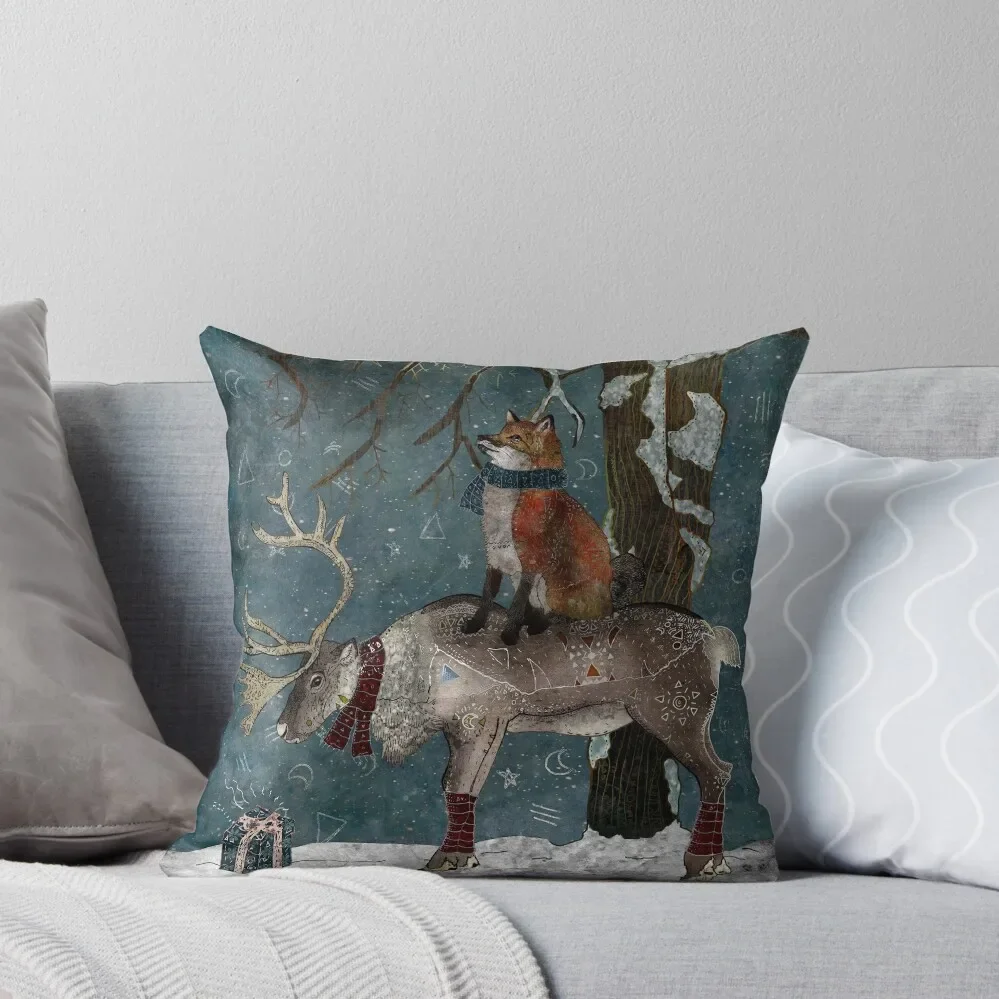 

Winter Tale Throw Pillow Plaid Sofa Pillowcase Elastic Cover For Sofa Christmas Covers Pillow
