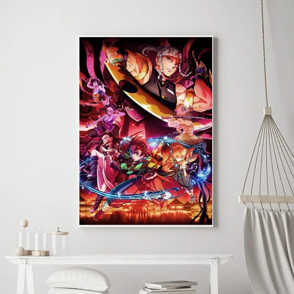 1pc Frameless Classic Anime Demon Slayer Poster Prints Poster Wall Painting Bedroom Living Room Wall Bar Restaurant Sticker Larg