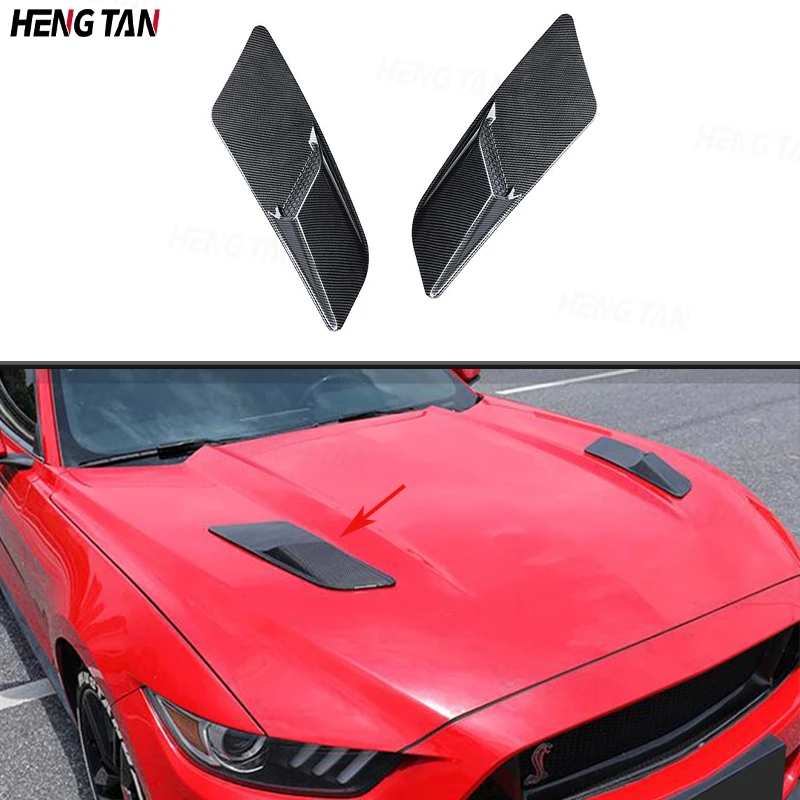 For Ford Mustang GT500 2015-2017 Car Front Hood Scoop Vent Frame Trim Engine Bonnet Outlet Air Intake Splitter Carbon Fiber