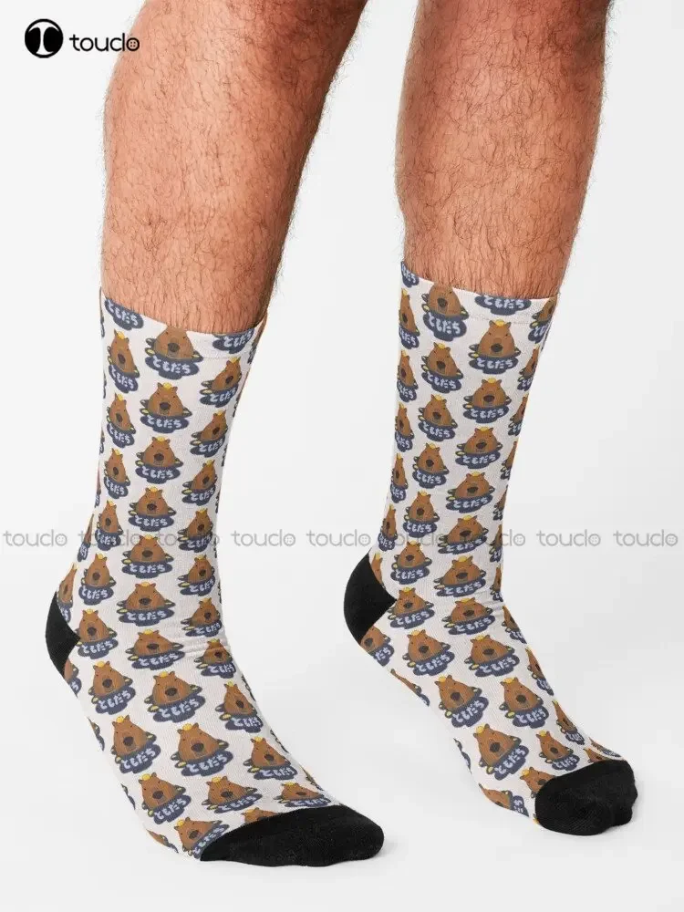 Capybara (Tomodachi) Socks Cotton Socks Personalized Custom Unisex Adult Teen Youth Socks 360° Digital Print Custom Gift Cartoon