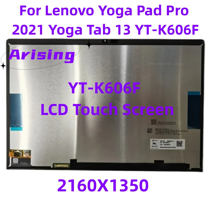 

Оригинальный ЖК-дисплей 13 дюймов для Lenovo Yoga Pad Pro 2021 Yoga Tab 13 YT-K606F, ЖК-дисплей с сенсорным экраном и дигитайзером в сборе