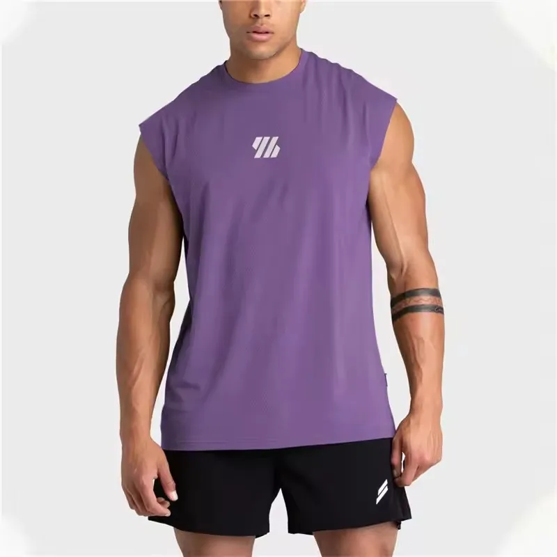 2025 Letnia nowa kamizelka na siłownię Mężczyźni szerokie ramię Bez rękawów Sportowy Tank Top szybkoschnący siatkowy T-shirt Fitness Running Tank Top mężczyźni topy