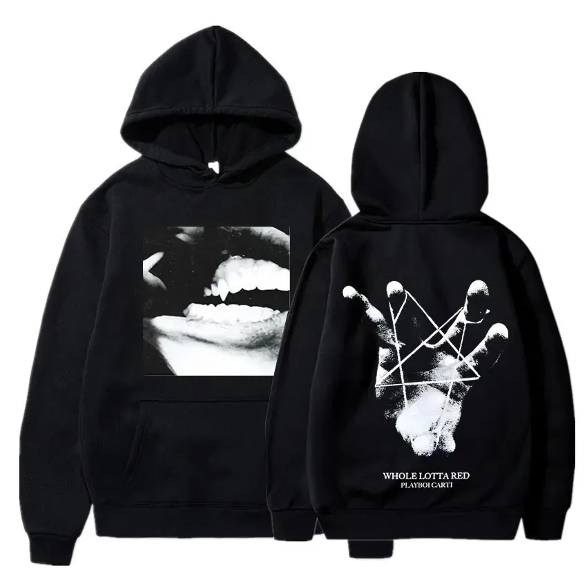 

Рэпер Playboi Carti толстовки с музыкальным альбомом цельный Lotta красные толстовки 90-х годов винтажный хип-хоп модный пуловер большого размера уличная одежда