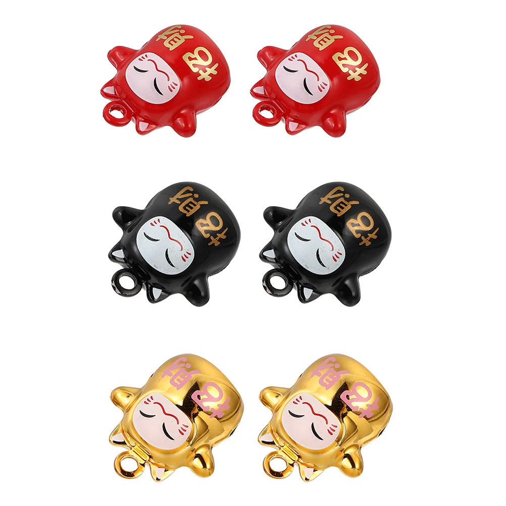 

6 pcs Dharma Cat Bell Pendants 15mm Charms Copper Bells Hanging Ornaments Cellphone Bag Decor Accessories Reusable
