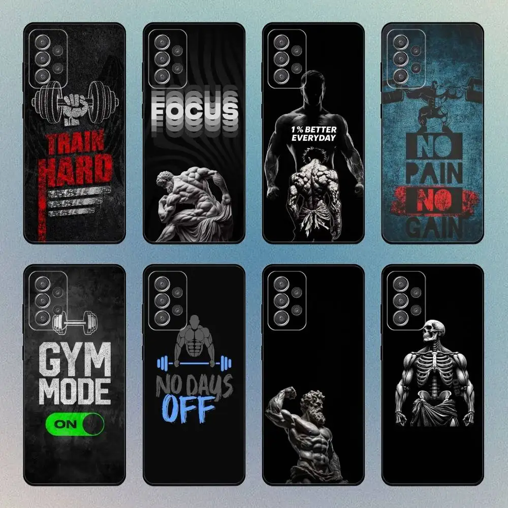 

Bodybuilding Gym Fitness Phone Case For Samsung S25,S24,S21,S22,S23,S30,Ultra,S20,Plus,Fe,Lite,Note,10,9,5G Black Cover
