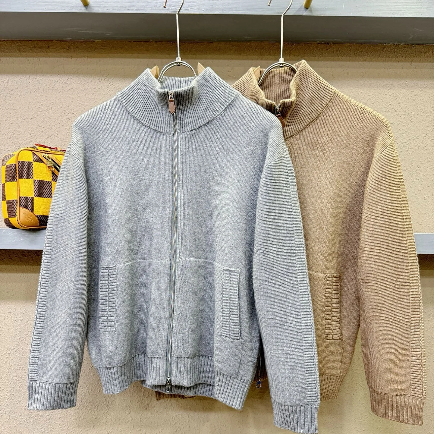

LP Italian stand-up neck knitted cardigan jacket solid color casual men's sweater