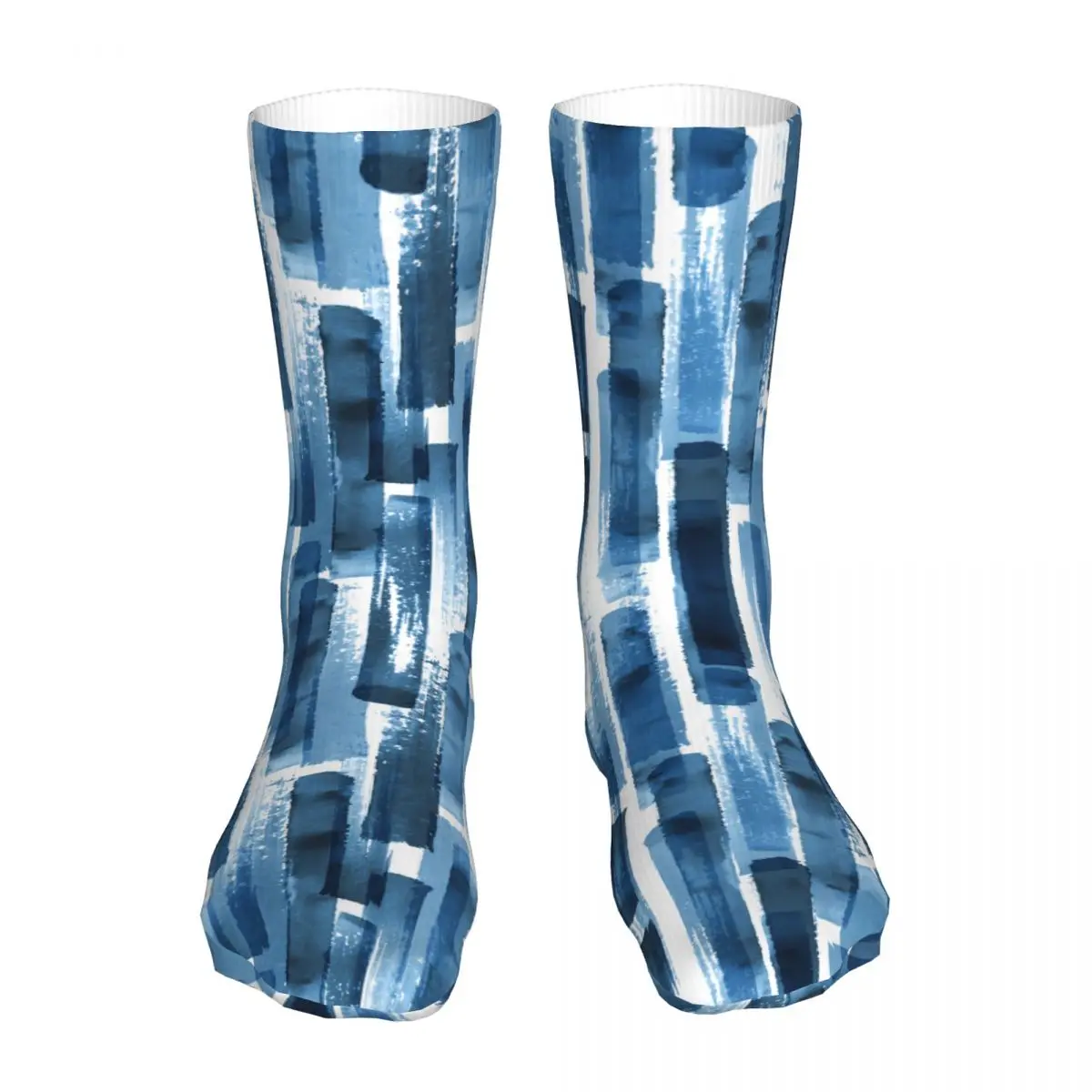 Funny Contemporary Art Indigo Turquoise Background Women Socks 2022 Female Blue Watercolour Brush Texture Sports Socks