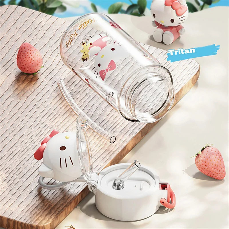X&W 500ML Sanrio Hello Kitty Water Cup Tritan Kid Drinking Cup Elastic Lid Kawaii Kuromi Cinnamoroll Melody Water Bottles Gift view 4