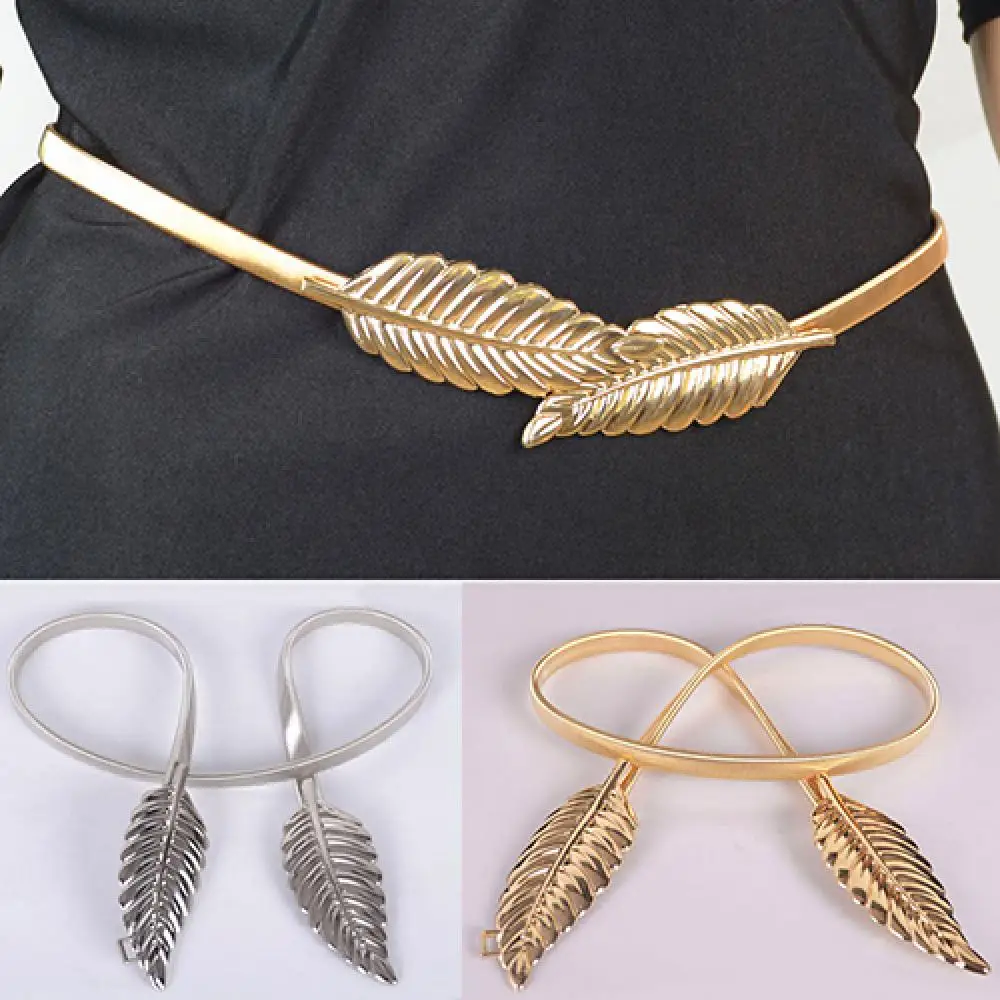 2024 Skinny Women Waist Belts Strap Leaf Shape Dress Belts Vintage Belt For Women Elastic Clasp Metal Waist Femme Waistband