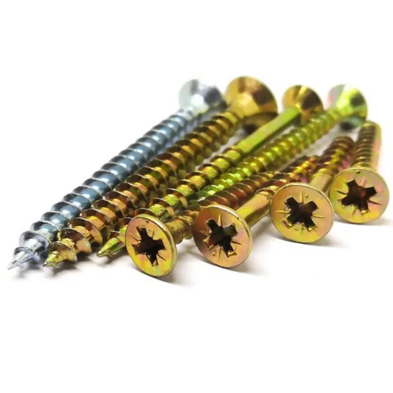 m3-m6 self tapping screw din7505 yellow white zinc plated countersunk head mdf fiberboard screw