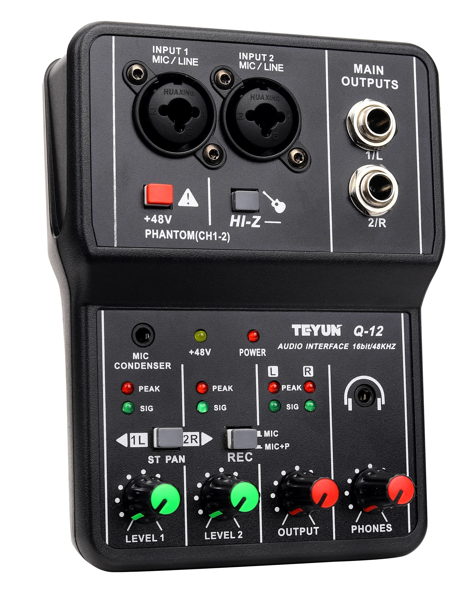 TEYUN Q-12 Professional Audio Sound Mixer with Monitor Electric Guitar Live Broadcast Recording for Studio Singing Computer PC