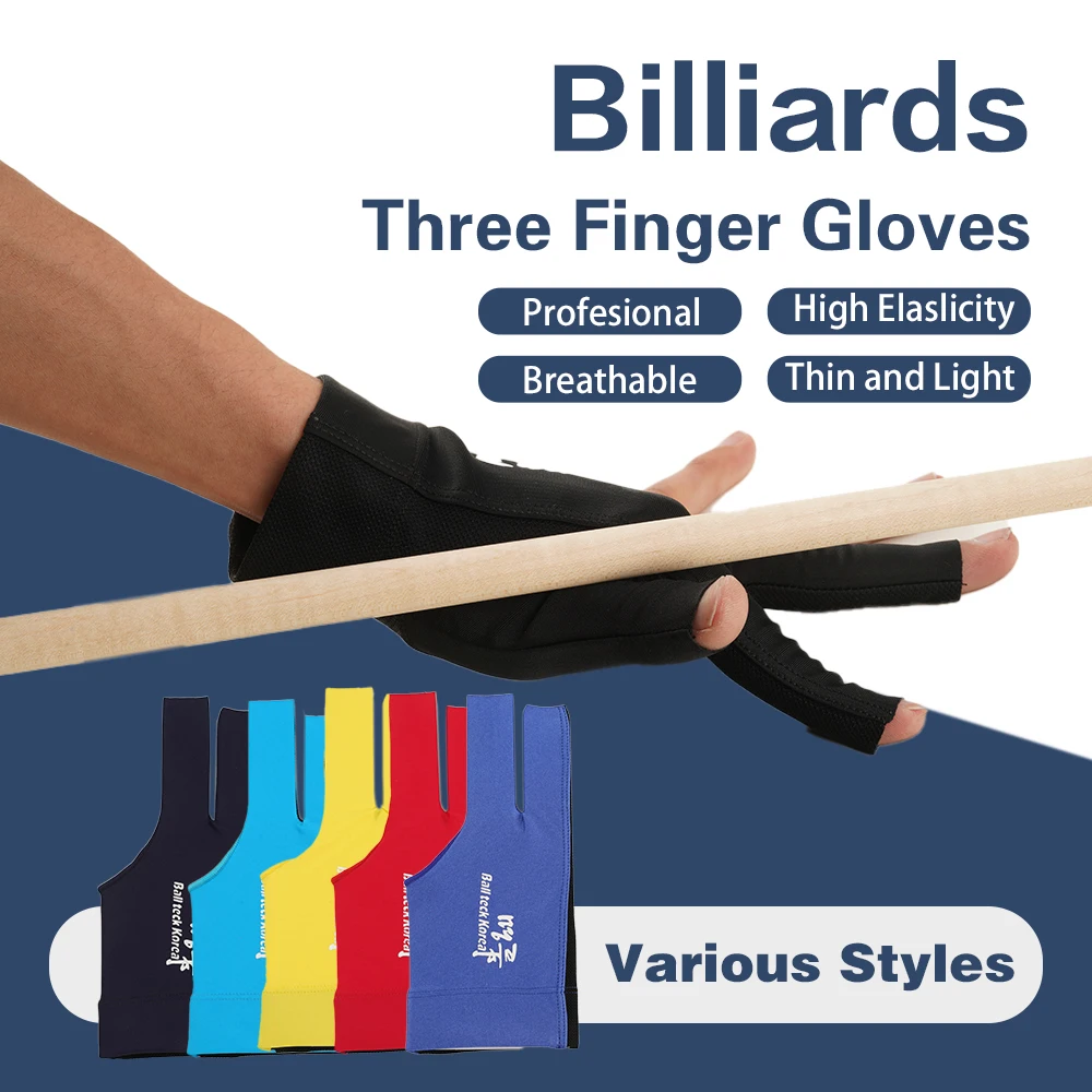 Billiard Glove Left Hand Medium High Quality Ballteck Korea Carom Glove 3 Fingers Professional Pool Glove Billiard Accessories