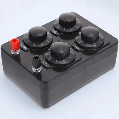

Resistance Box Teaching Instrument Variable Adjustable 0-9999 Ohm Electrical Experiment Equipment For School Lab Plastic