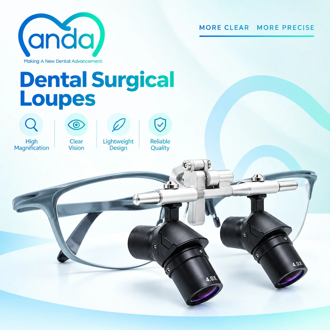 Ergo Optical Dental Loupes 48° 4X Flip up Loupes for Oral Surgery Comfortable Alternative to Bending And Lowering Head