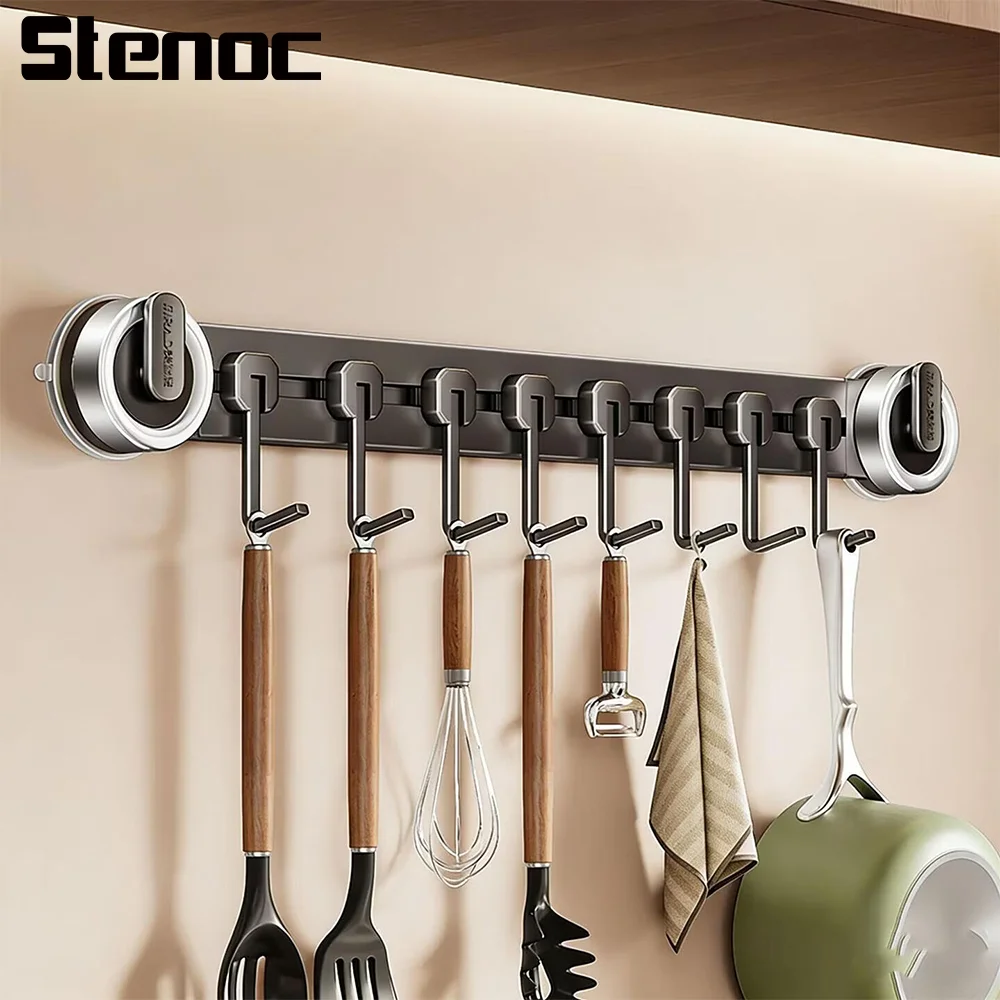 

Кухонный алюминиевый вакуумный крючок-держатель на присоске для хранения, настенный, съемный, экономящий место, для кухонных принадлежностей