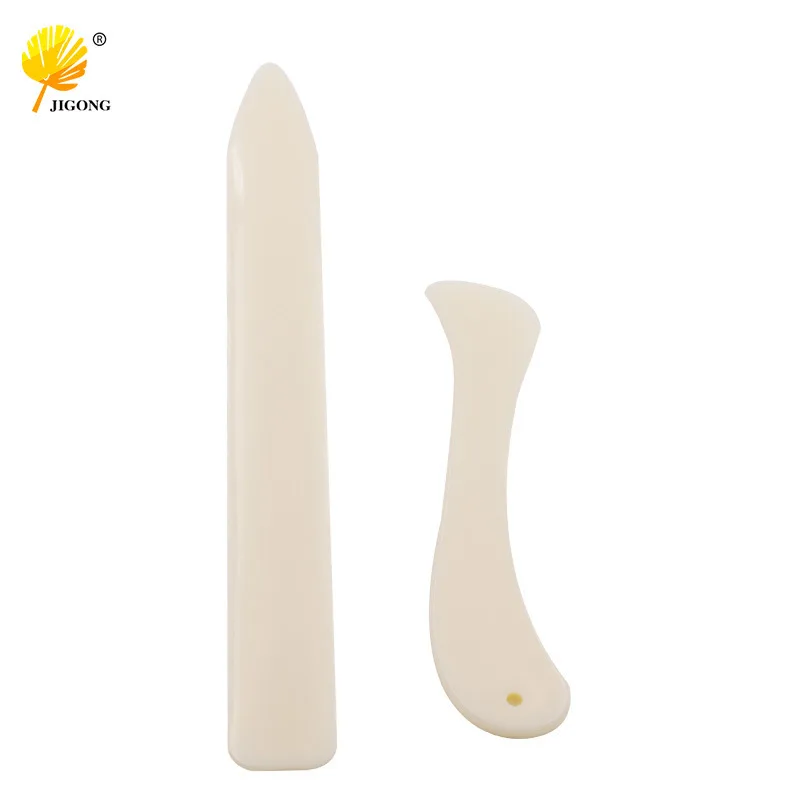 Plastic letter opener, imitation beef bone origami scraper, handmade DIY plastic bone color origami knife, folding tool 2-piece