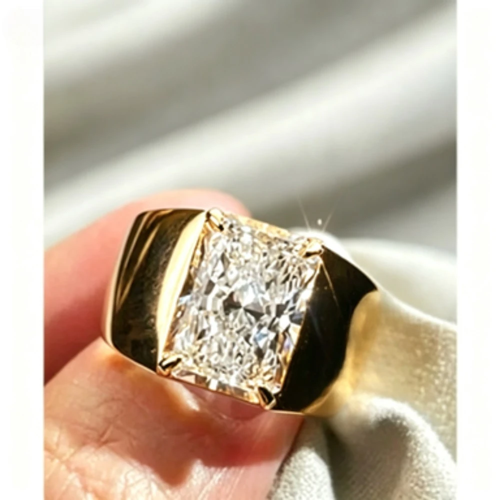 Solid 925 Sterling Silver Ring Fully Set with Moissanite Festive Gift Ideal for Any Occasion