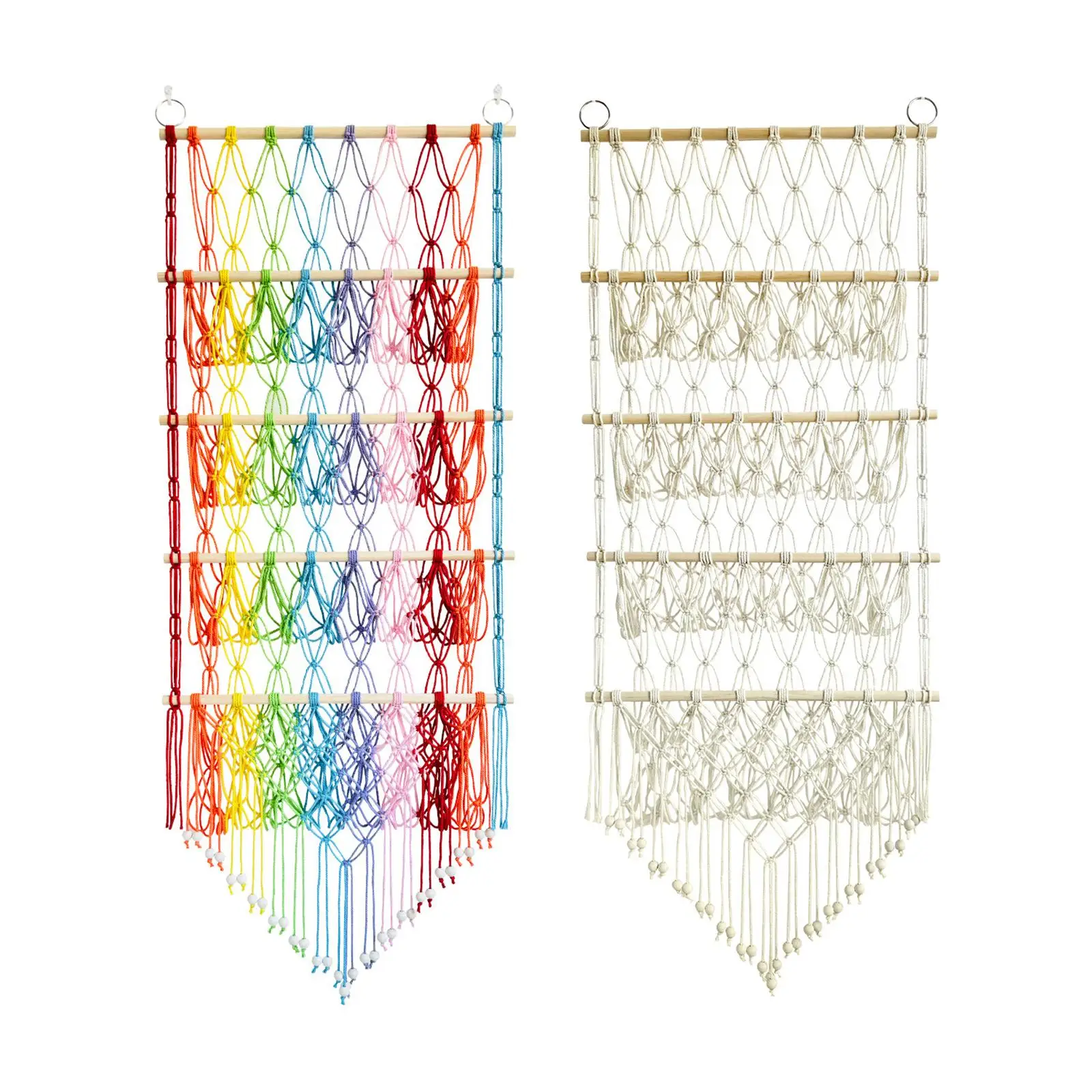 Hanging Organizer Plush Toy Storage Stuffed Animal Net Hammock Boho Macrame for Home Bedroom Books Children Bath Toys Playroom