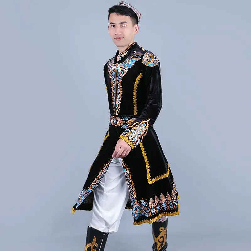 New Xinjiang Dance Clothing Uyghur Men's Clothing Handsome Coat Stage Performance Ethnic Style Performance Clothing