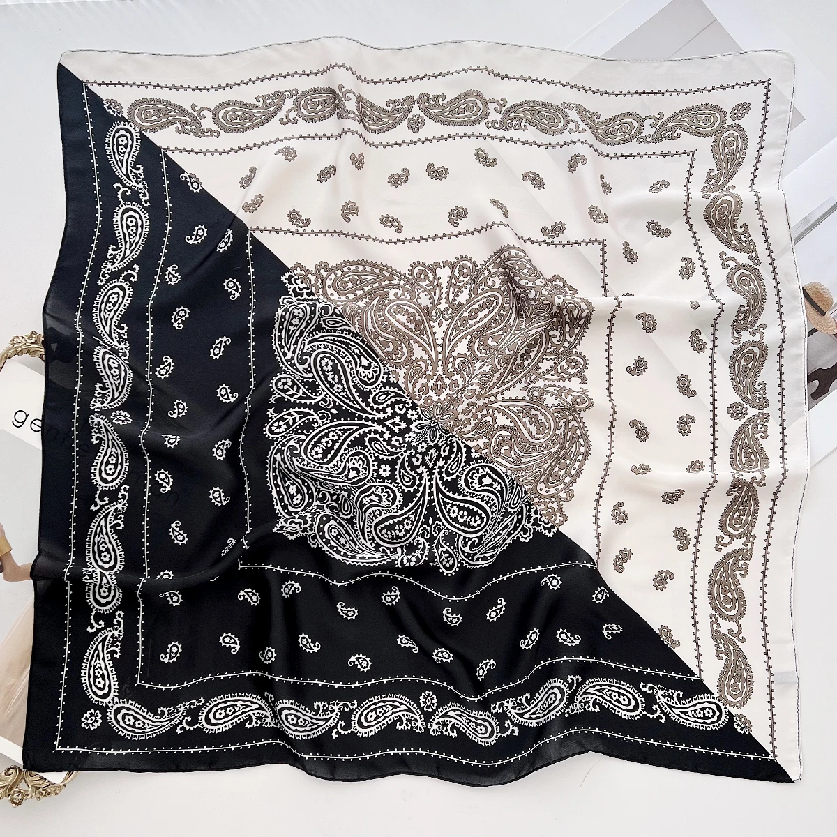 

60Colors Paisley Cashew Print Silk Square Scarf Women 28Inch Satin Neck Tie Scarf Elegant Neckerchief Foulard Headband Hijab