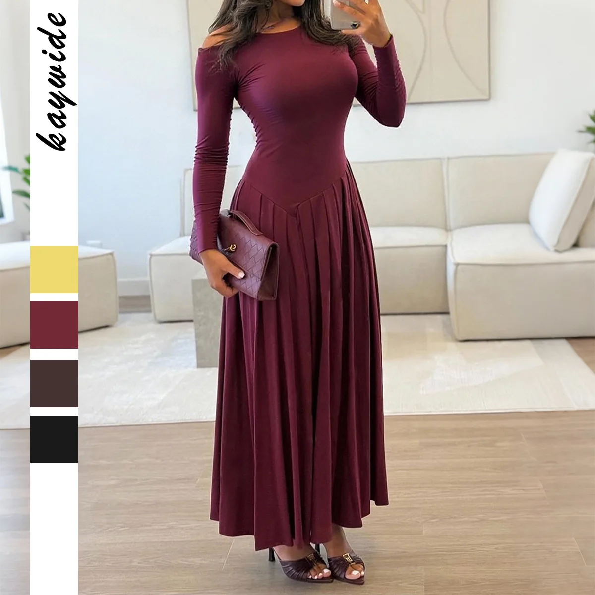

Vintage Dress Elegant High Waisted Long Sleeved Dress for Women 2025 Autumn Clothing Streetwear