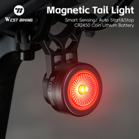 WEST BIKING Smart Bicycle Magnetic Rear Light Brake Sensing Cycling Tail Light Memory Mode Taillights MTB Road Bike Accessories