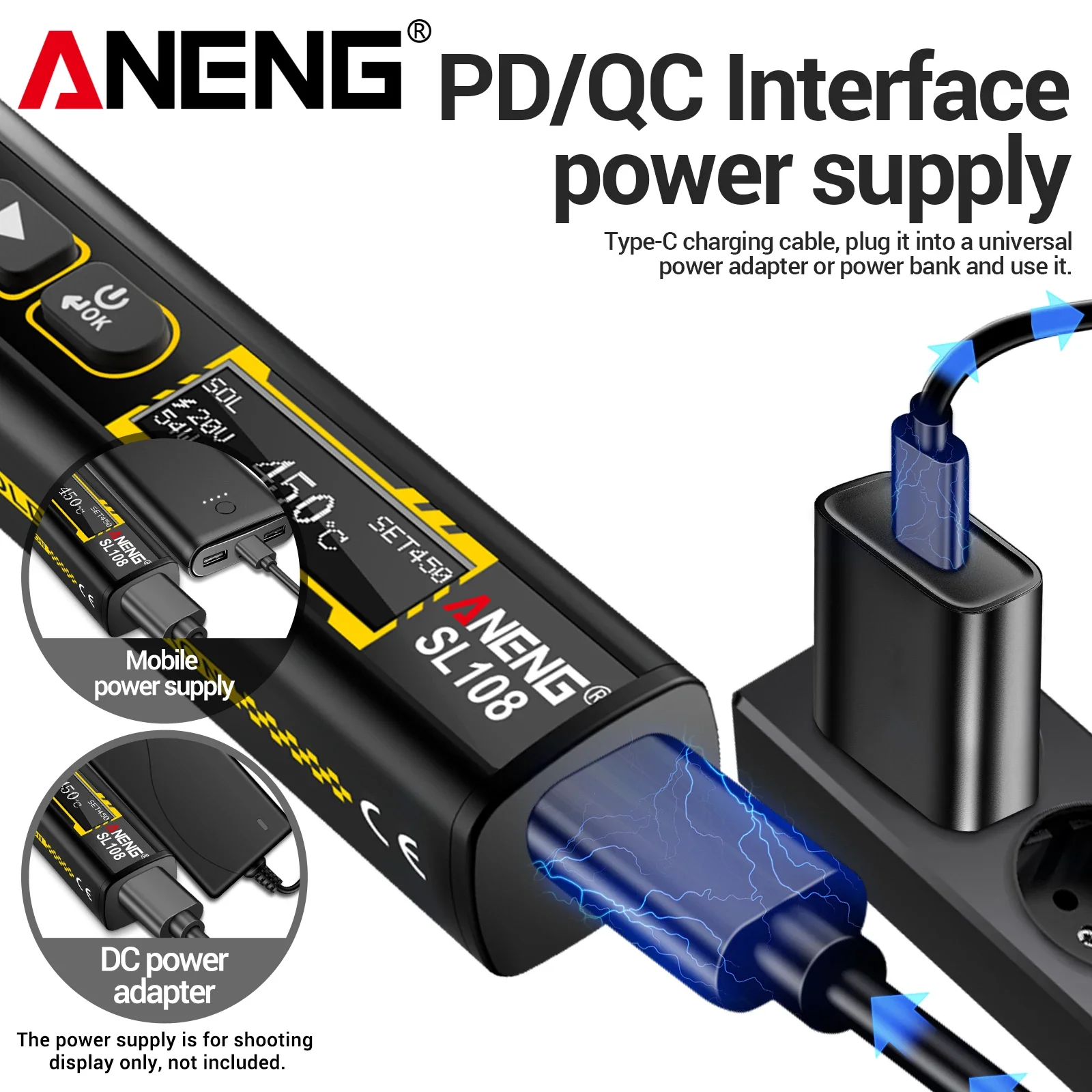 ANENG SL108 electric soldering iron T12 tip 96W power OLED screen PD/QC fast charging 100-450℃ constant temperature soldere pen