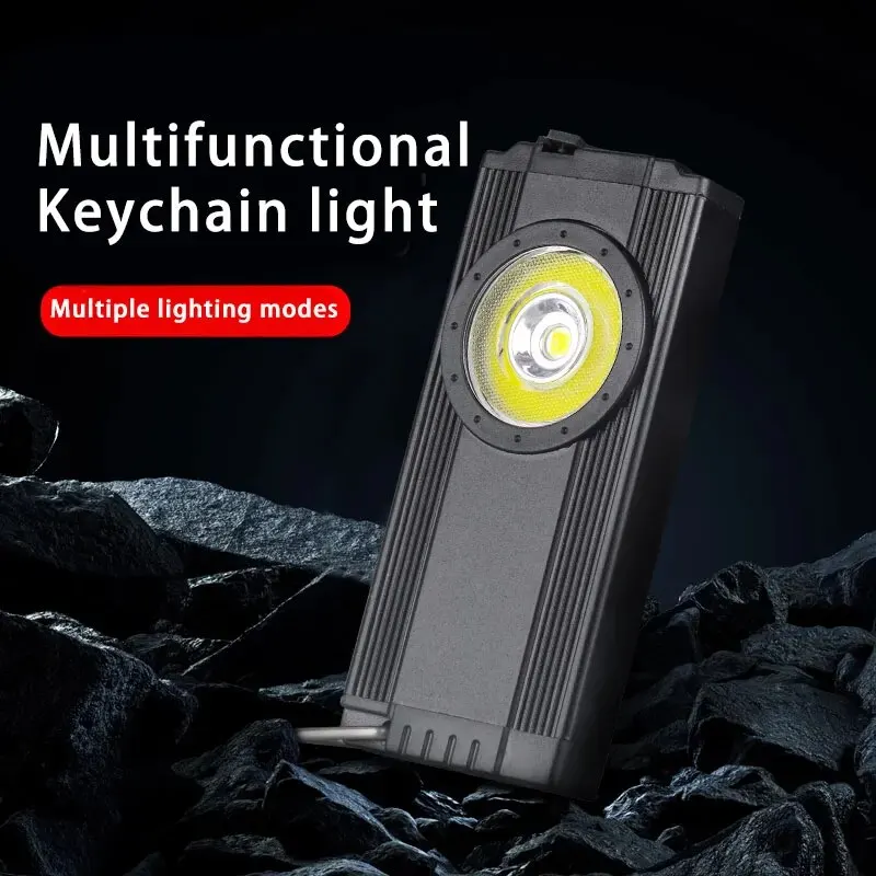 Strong EDC Keychain Light Mini LED COB Flashlight 500Lumens Rechargeable Camping Portable Emergency Torch With Magnetic Tail