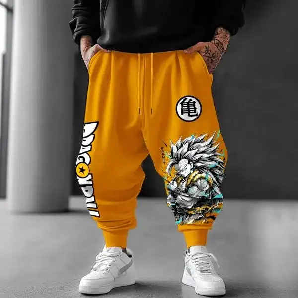 Goku Print Harem Pants Cotton Anime Trousers Unisex Extra Large Size Wide Leg Joggers Loose Fit Casual Fashion Style