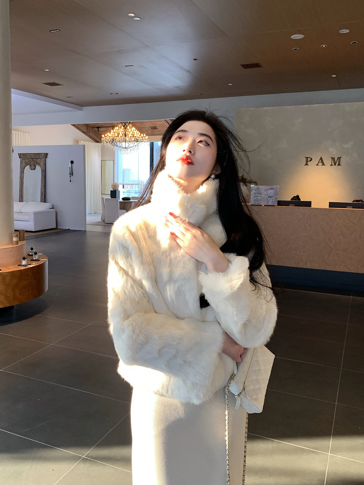 

Lingxian Zhihe uyan Rabbit Fur ort Thi Warm Inteated Coat Women's Winter Clothes Eco-friendly Synthetic Leather Jaet