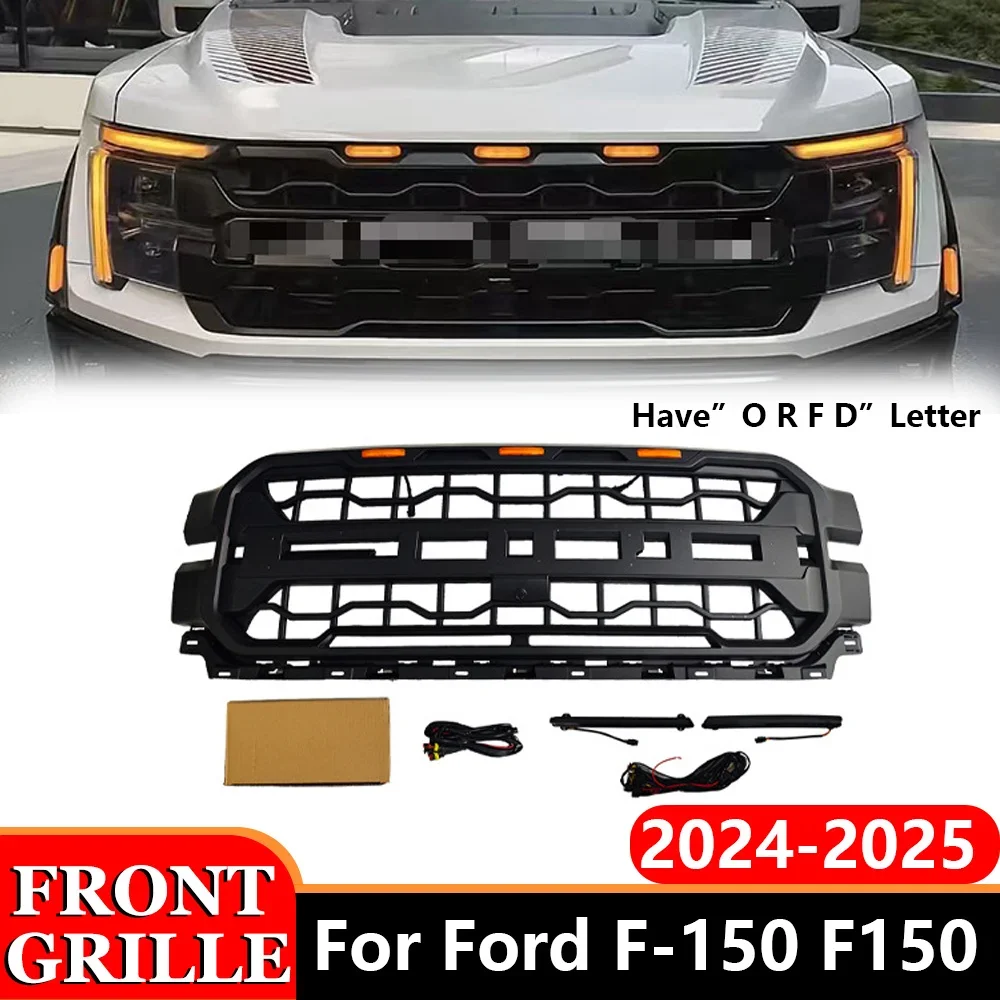 Parrilla Delantera para Ford F150 Lariat King Ranch Platinum 2024-2025, Parrilla de Carreras Modificada, Parrilla Delantera Central, Parrillas de Carreras