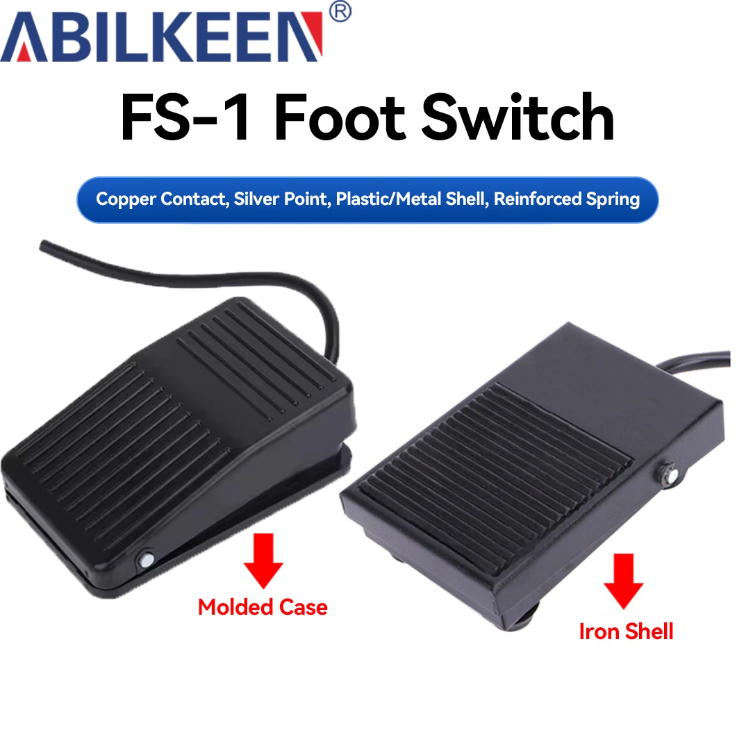 SPDT Foot Pedal Switch TFS-1 FS-1 Self Resetting Silver Contact Nonslip Electric Foot Switch Multiple Length Optional