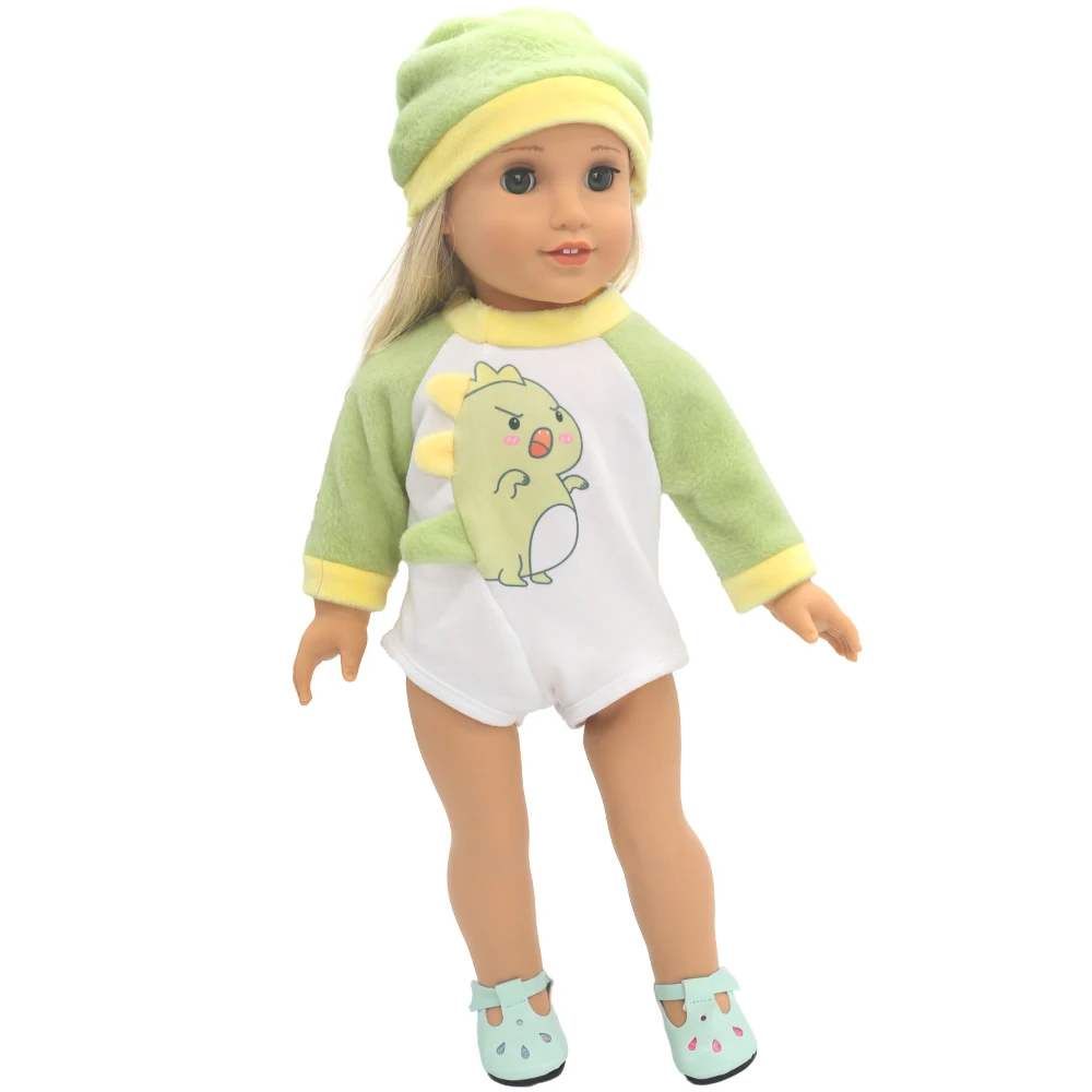 43cm Newborn Doll jumpsuit with Hat 17-18inch Baby New Born Onesie Doll accessories Dinosaur Clothes Set Festival Birthday Gift