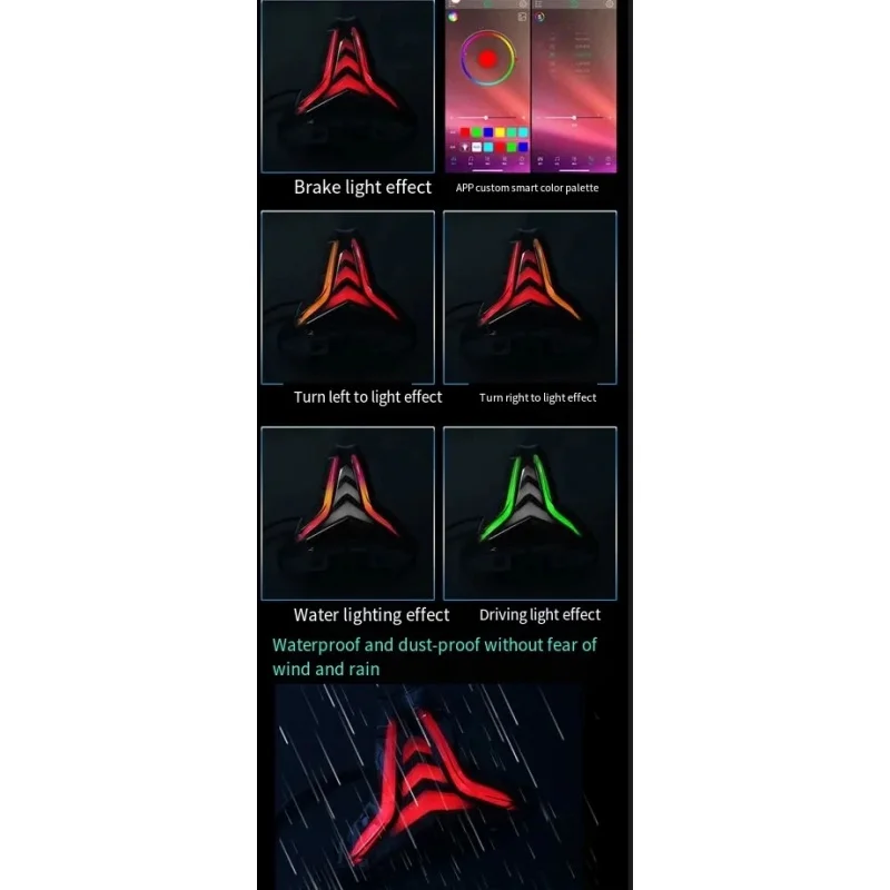 Motorcycle RGB LED Tail Light DRL Rear Brake Light for KAWASAKI Ninja400 ZX25R ZX4R ZX6R ZX10R Z1000 Z400 3