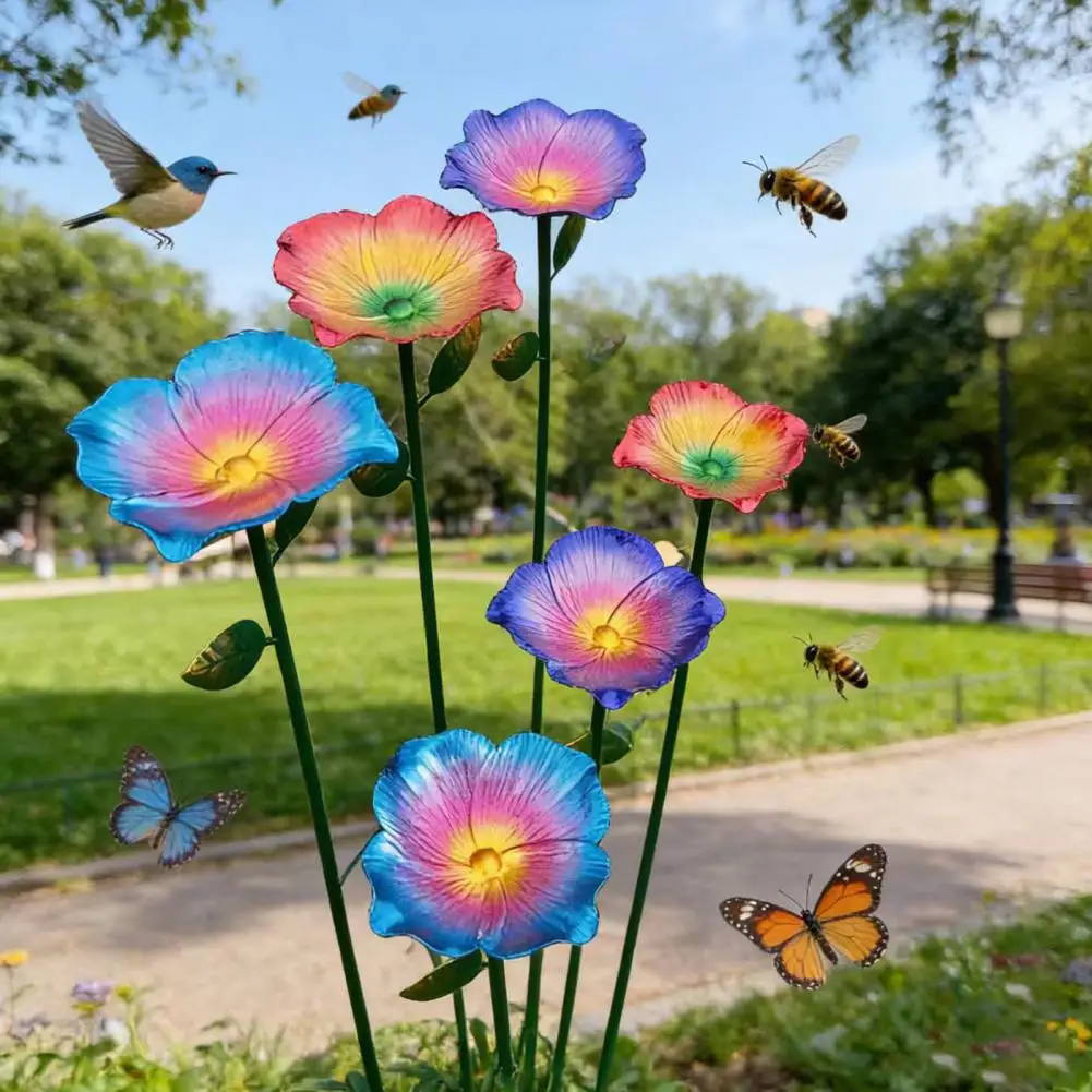 Butterfly Water Feeders Metal Flower Bee Feeder Garden Stake Bird Bath Bee Watering Station Outdoor Bird Feeder for Pollinators