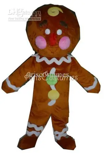 Costume de mascotte de dessin animé pour adulte, robe de paupières en peluche, bonhomme en pain d'épice, Halloween et Noël, nouveau