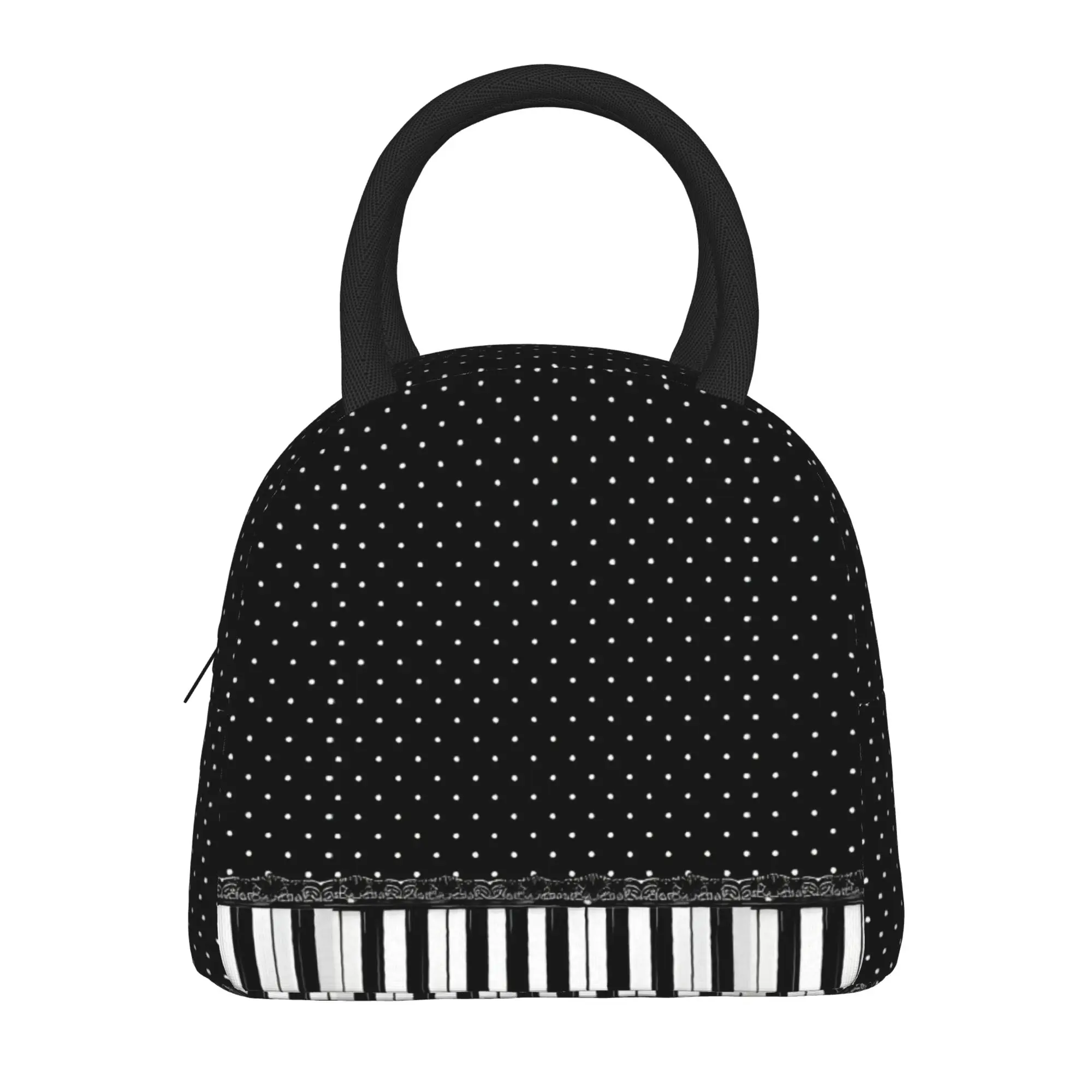 Personalized Piano Mochilas Mujer Polka Dot Print Lunch Bag For Child Lunch Box Travel Cooler Bag Oxford Thermal Tote Handbags