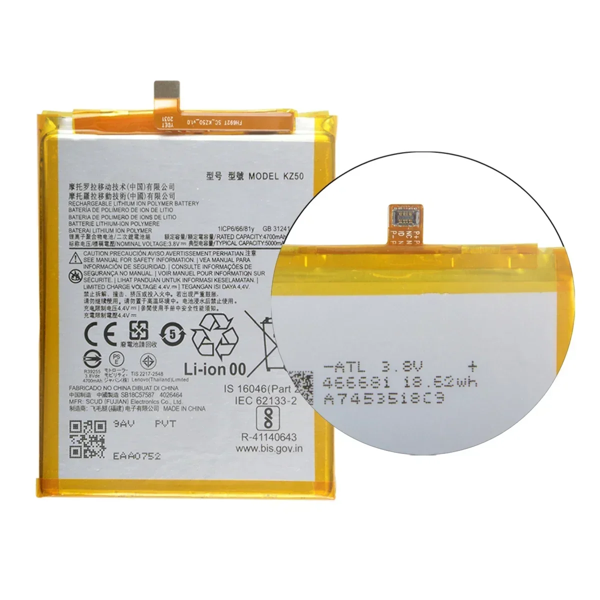 100% Original  KZ50 5000mAh Battery For Motorola Moto G8 Power XT2041   Phone Batteries