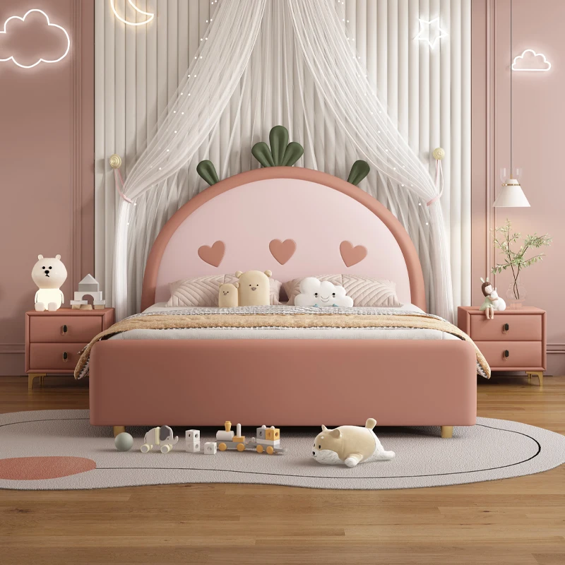 # Customizable Strawberry - Shaped Kids' Leather Bed: Tailor Colors and Sizes for a Dreamy Bedroom