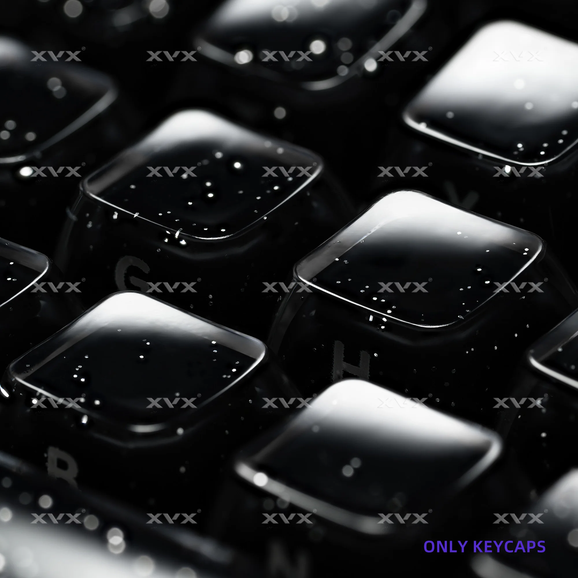 XVX Schwarze Kristall-Tastenkappen mit Glitzerpulver Glänzende Tastenkappen MDA/OEM Profil 122/136 Tasten Double-Shot Glänzendes Tastenkappen-Set – Detail 17
