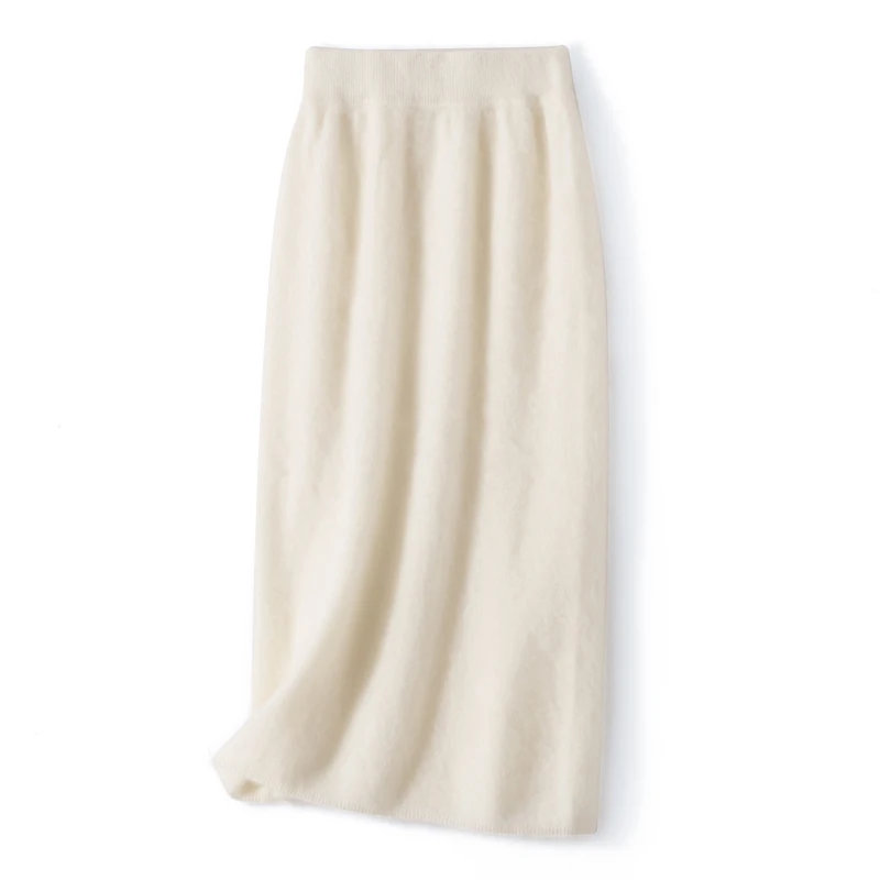 100% Merino Wool Women's Knit Dress - Soft & Comfortable Long Skirt, Fashionable New Must-Have for Autumn/Winter Casual High-Wai