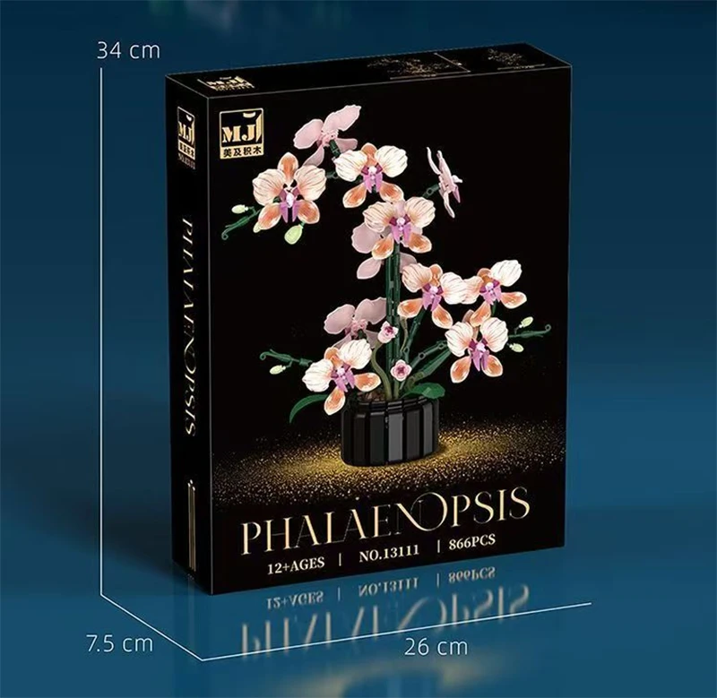 Kreativer Orchideen-Blumenstrauß, Blumen im Topf, Bausteine, unsterbliche Blume, Heim- und Schreibtischpflanzen-Dekoration, zusammenbaubares Baustein-Spielzeug, Geschenk für Teenager. – Detail 17