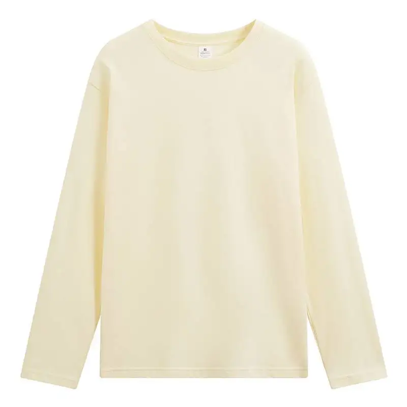 

220gsm 100% Cotton Mens O-neck Long Sleeve T-shirt High Quality Blank Plus Size Spring Tee Puff Print Male Slim Fit Casual Top