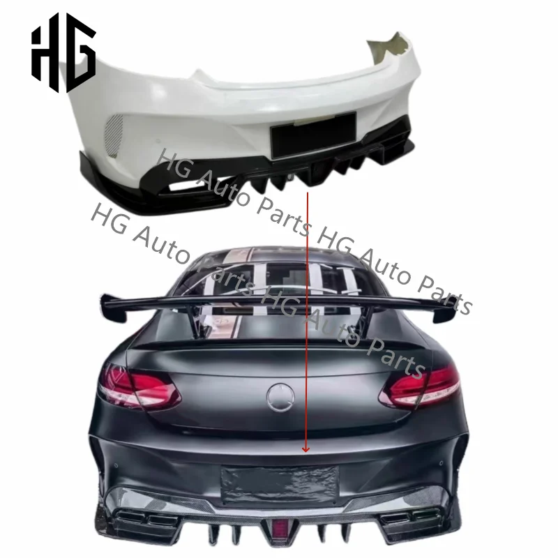 

Fiberglass Materials Car Rear Bumper Lip Spillter Spoiler Body Kit For Mercedes C63 W205 C200 C300 W204 IMP Style Bumper Kit