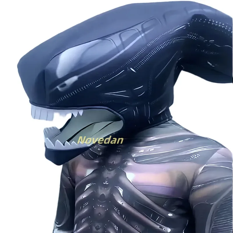 ليلي 123Alien Xenomorph زي الاطفال الكبار الخيال العلمي فيلم رومولوس قناع رأس دعوى مخيف الفضاء الوحش الزي لجميع القديسين تأثيري