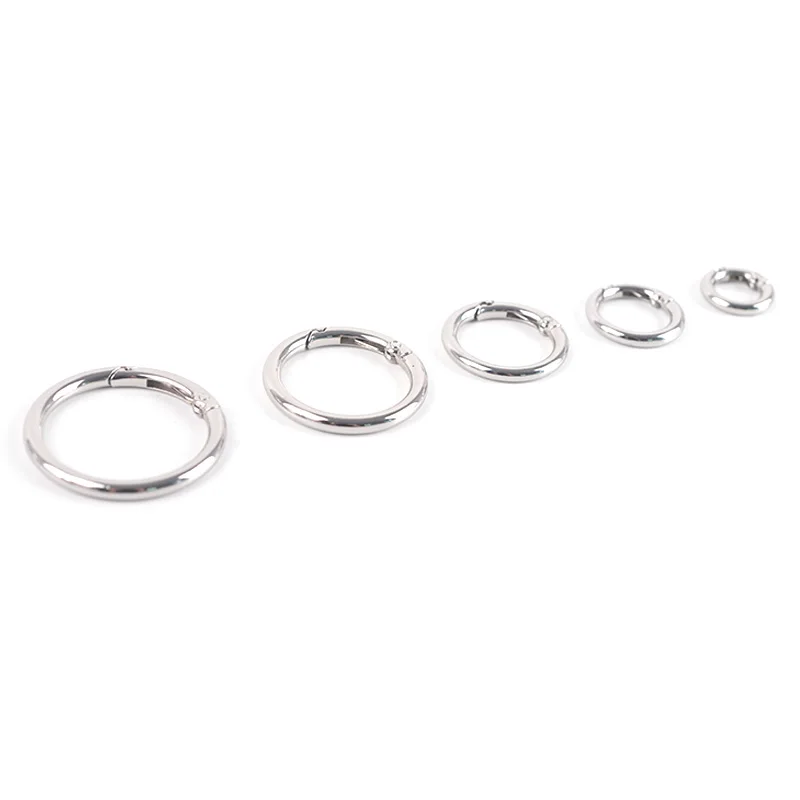 5pcs silvery Spring Gate O-Ring for keychains, bag straps, dog collars, harnesses, and more