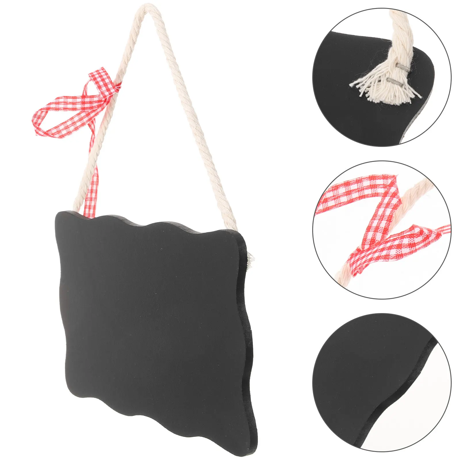 

Wooden Message Blackboard Door Sign Small Chalkboard Welcome Card with Rope and Bowknot Easy Install for Home Shop